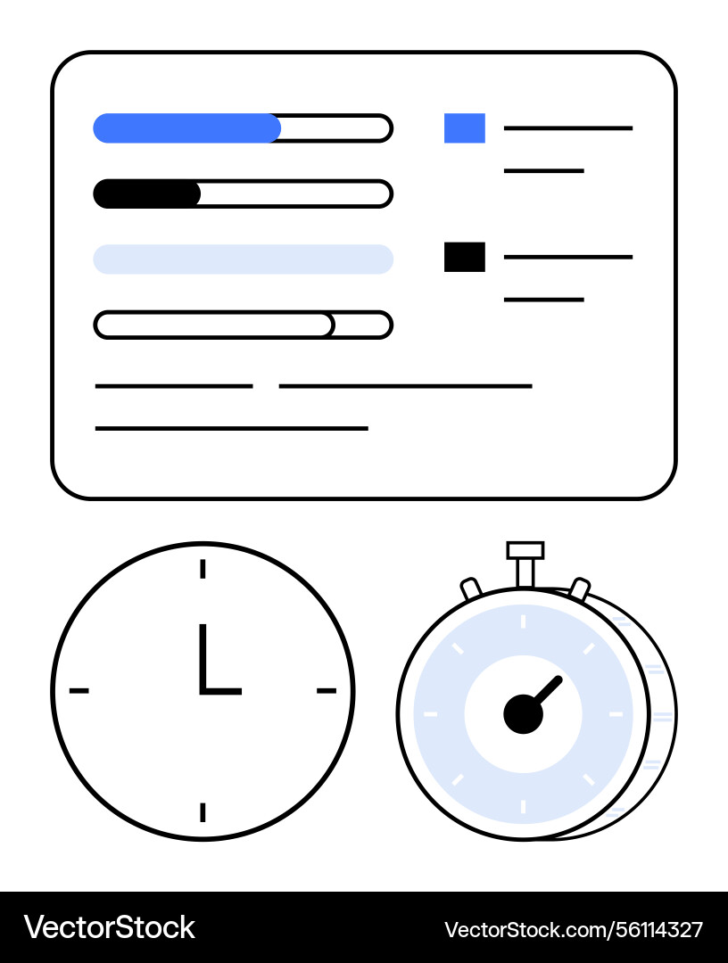 Time management concept with progress bars clock Time management concept with progress bars clock vector image