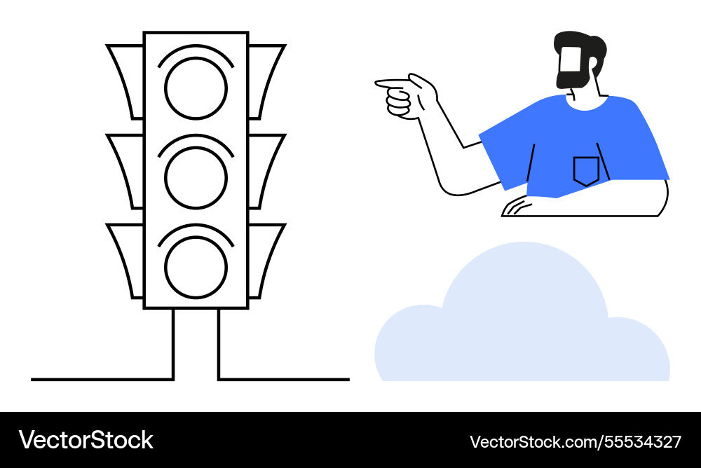 Traffic light with man pointing concepts Traffic light with man pointing concepts vector image