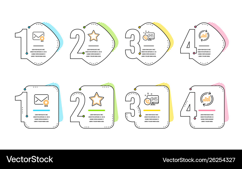 Web call star and verified mail icons set update vector image
