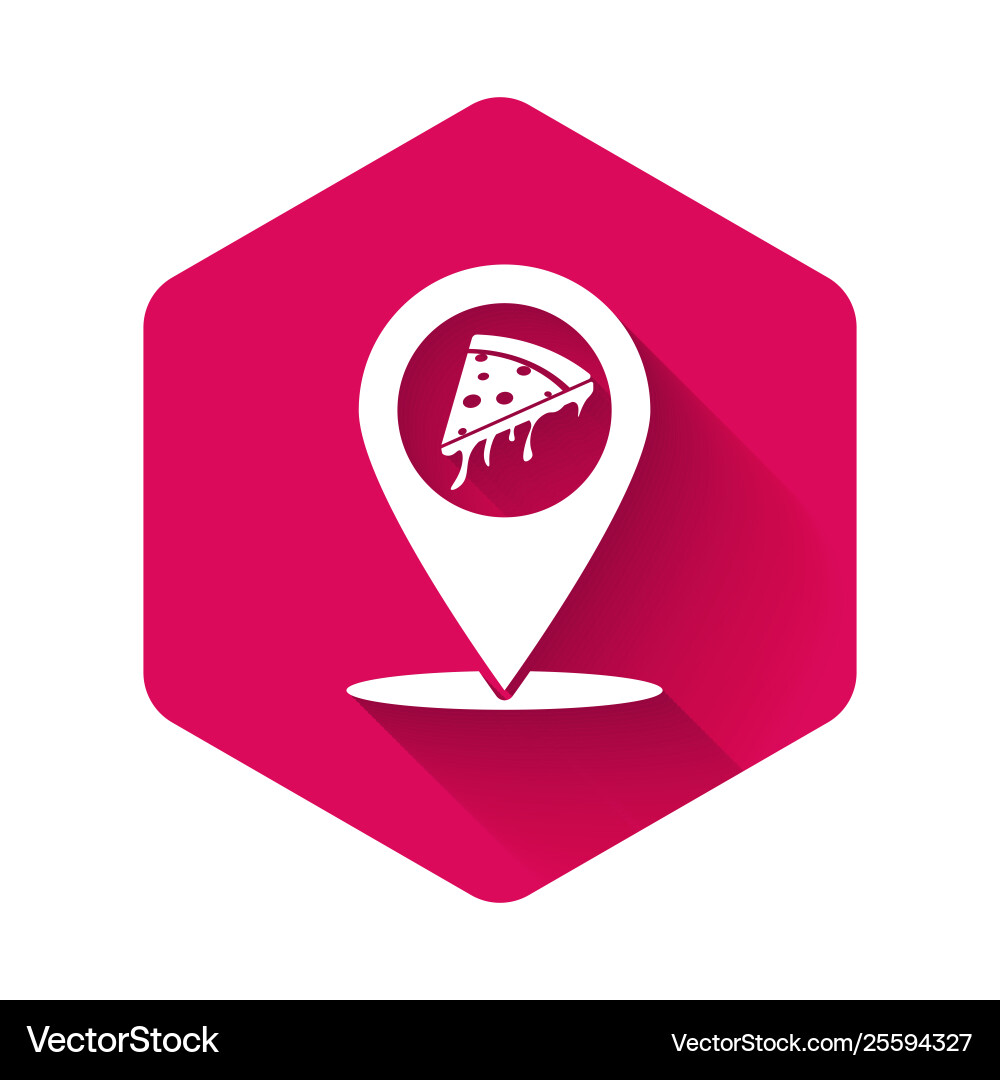 White map pointer with fast food slice pizza icon White map pointer with fast food slice pizza icon vector image