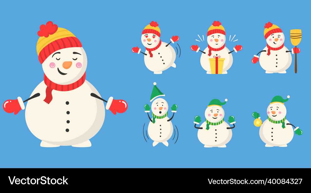 Winter snowman magician with sweets and gifts Winter snowman magician with sweets and gifts vector image