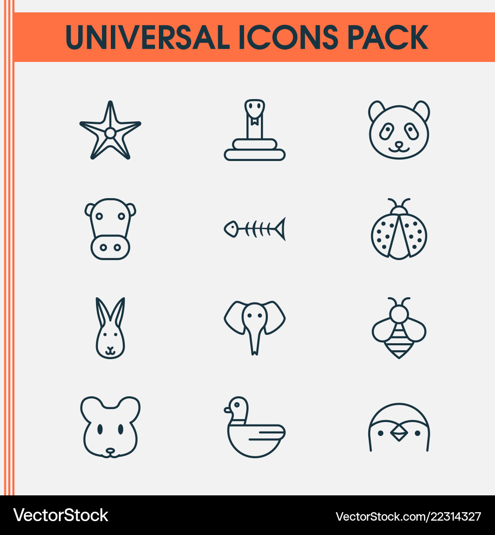 Zoo icons set with elephant rabbit snake Vector Image