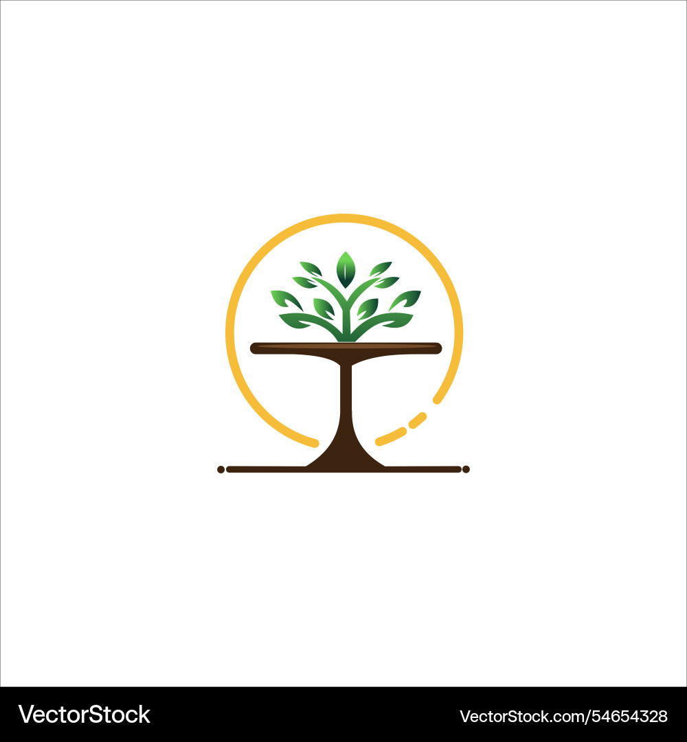 A tree symbol resembling dining table evoking A tree symbol resembling dining table evoking vector image