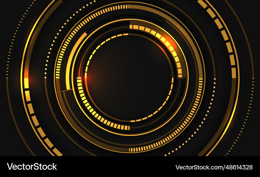Abstract metallic yellow circle light cyber Abstract metallic yellow circle light cyber vector image