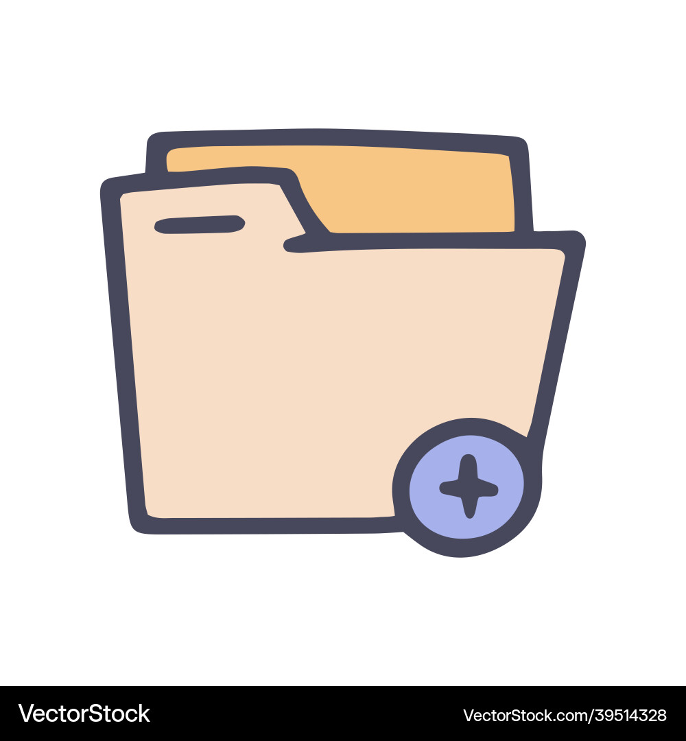 Add to folder color doodle simple icon vector image