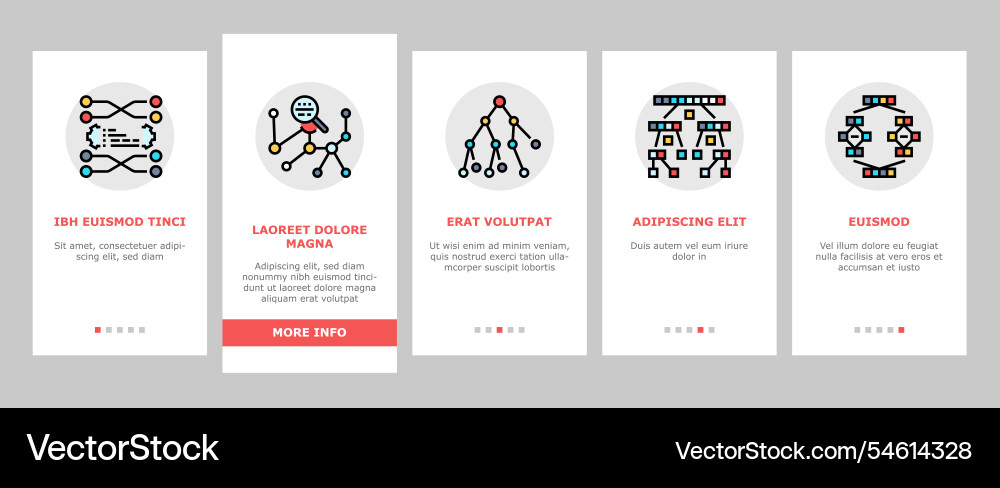 Algorithm Datentechnologie ai Onboarding Icons Set vektorbild