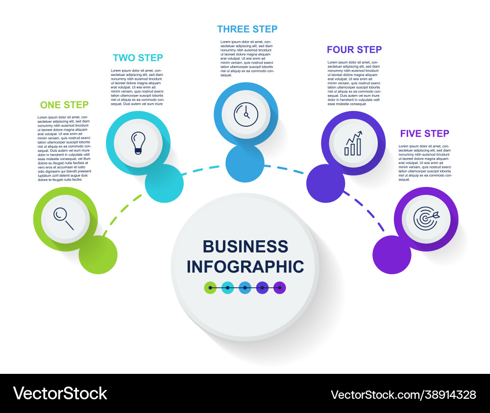 Business Timeline Infographic - 5 Steps Vector Image
