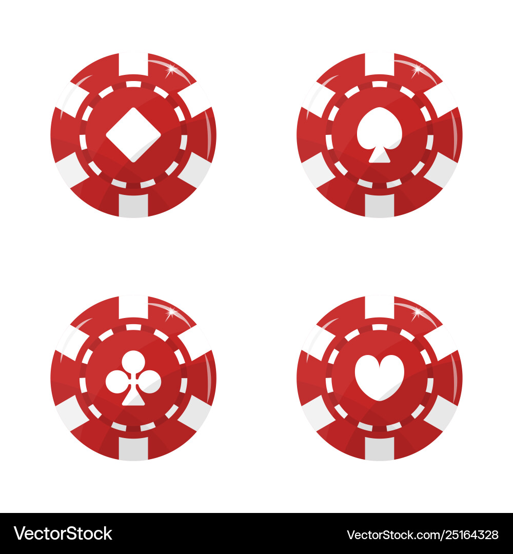 Casino Chip setzen die Anzugkarten rot Farbe Casino Chip setzen die Anzugkarten rot Farbe vektorbild