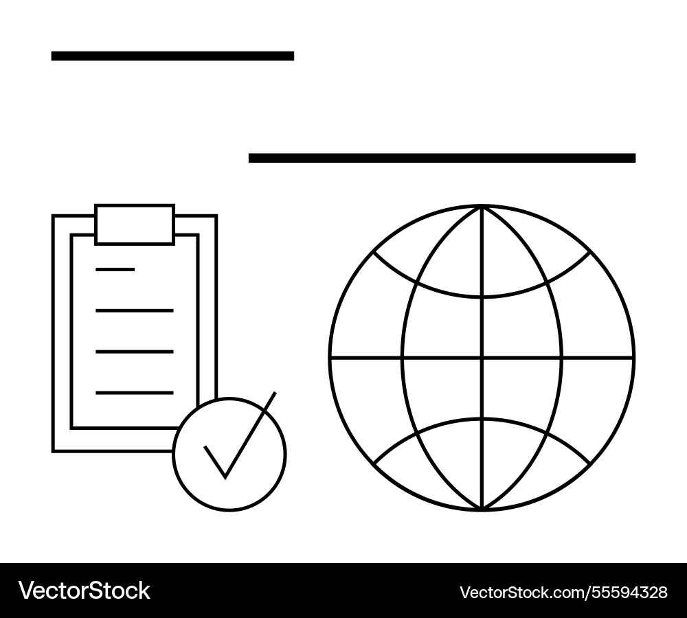 Checklist and globe with minimalist lines Checklist and globe with minimalist lines vector image
