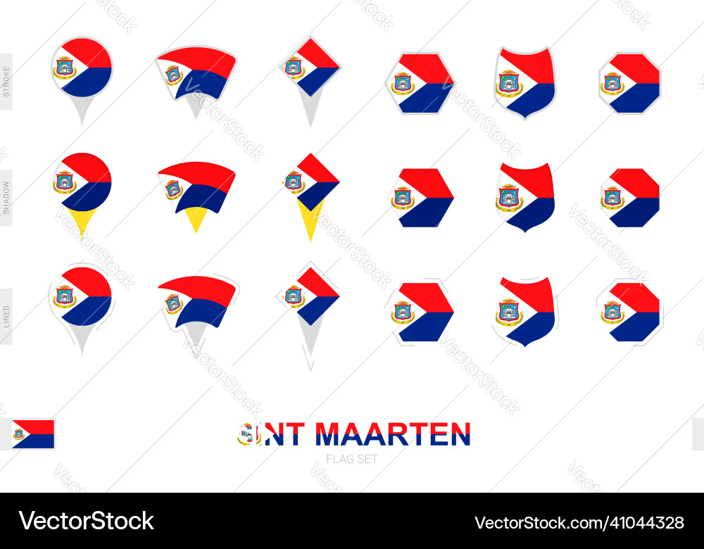 Collection of the sint maarten flag in different Vector Image