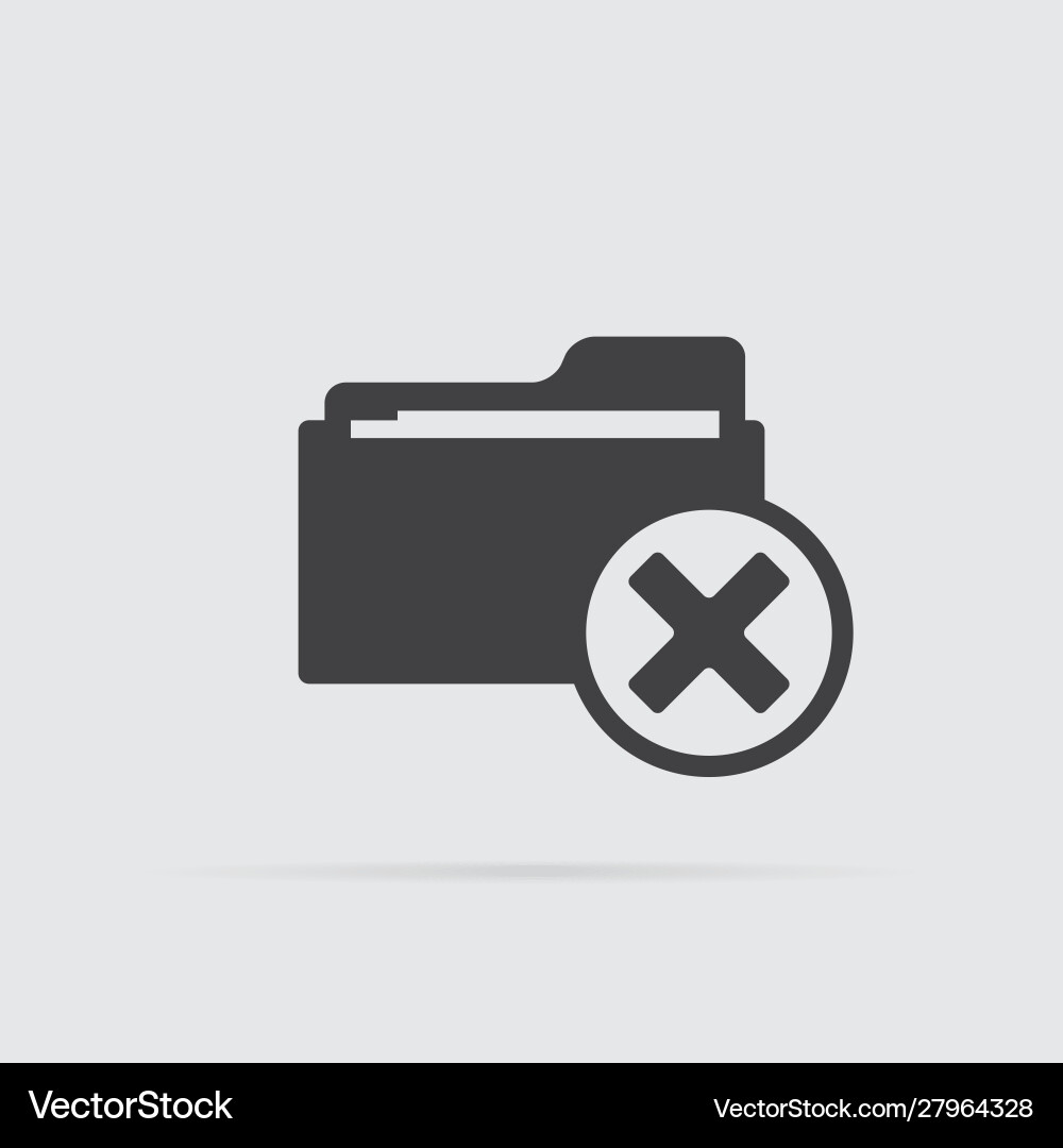 Delete folder icon in flat style isolated on grey Vector Image