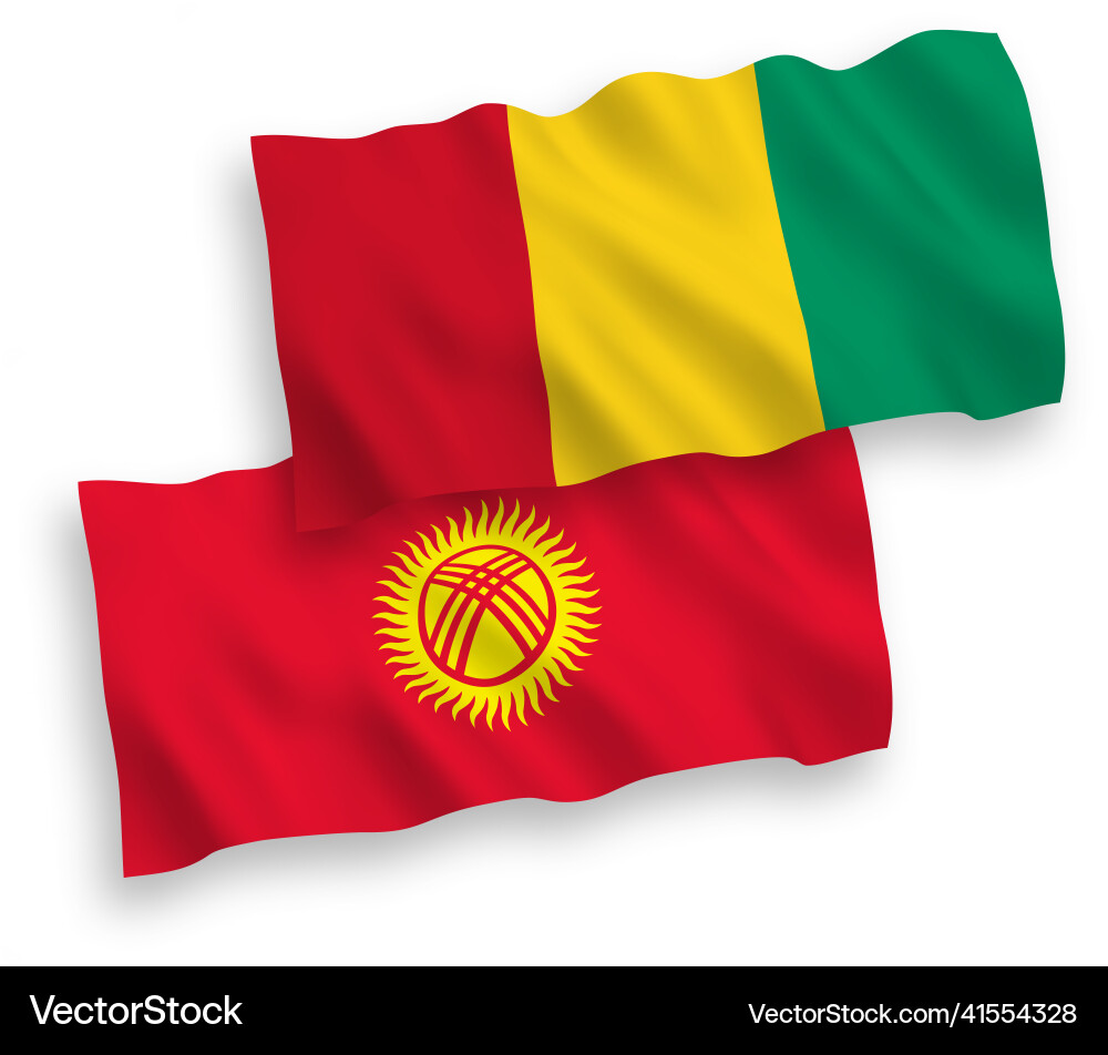 Flags of guinea and kyrgyzstan on a white Flags of guinea and kyrgyzstan on a white vector image