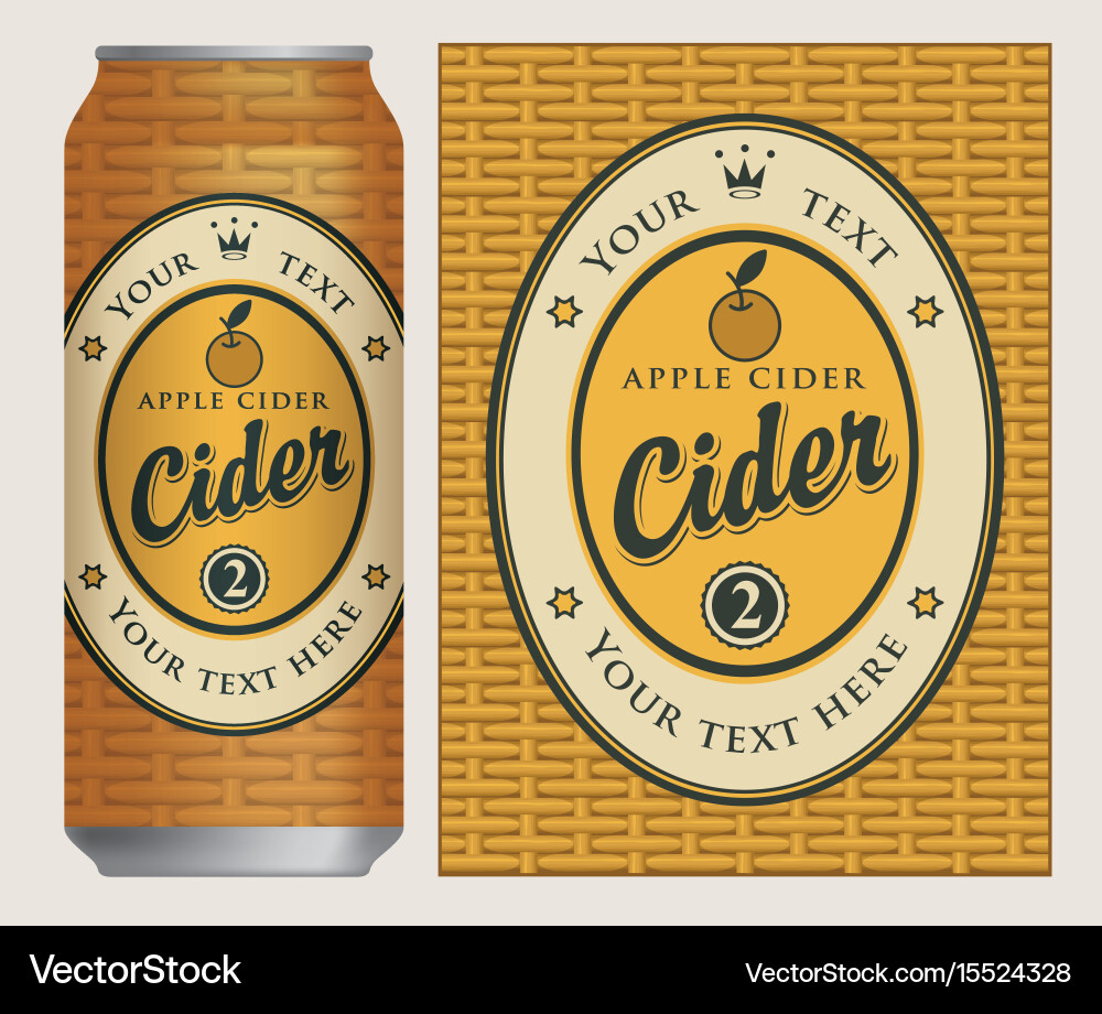 Label for apple cider on basket background Vector Image