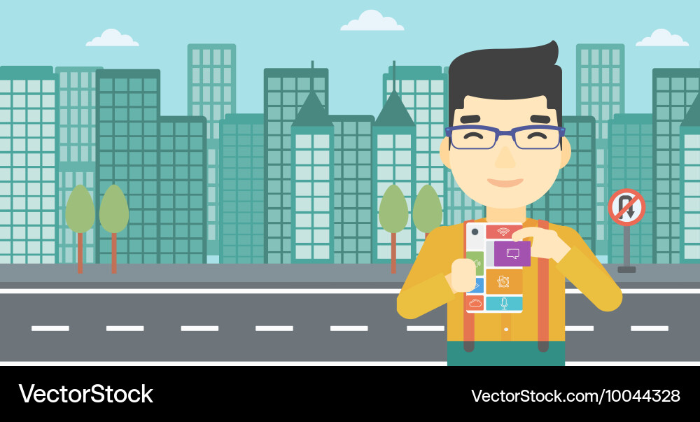 Man with modular phone vector image