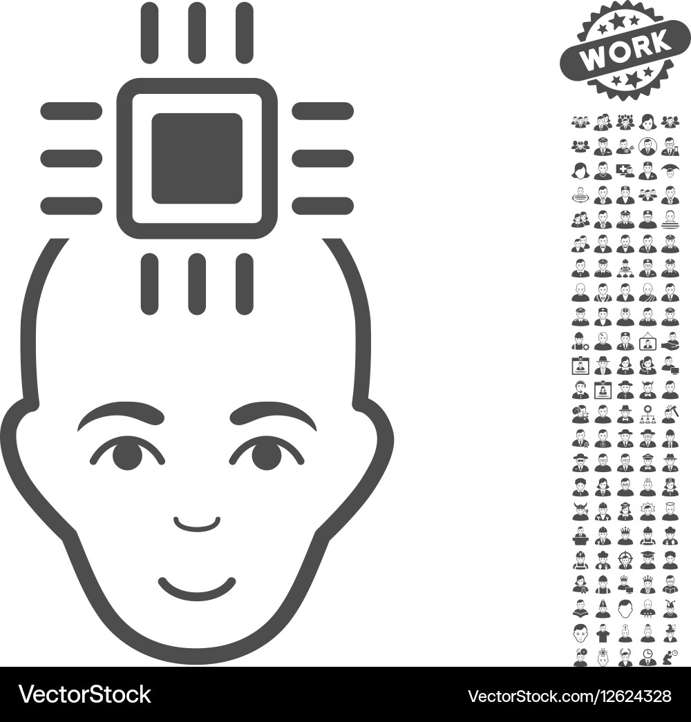 Neural computer interface icon with bonus Vector Image
