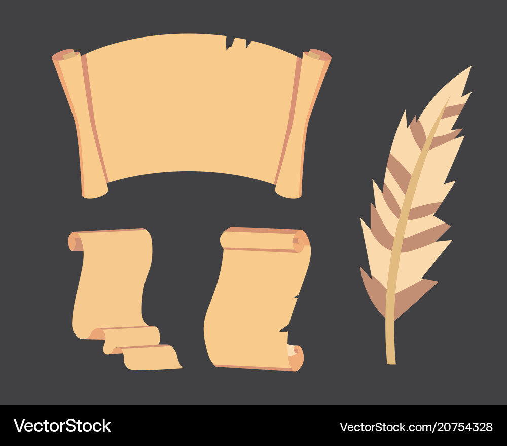 Old paper scroll set retro document script Old paper scroll set retro document script vector image