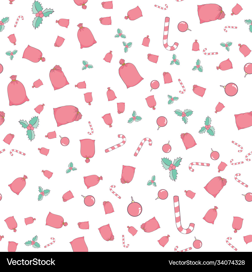 Seamless flat pattern with icons happy new Vector Image