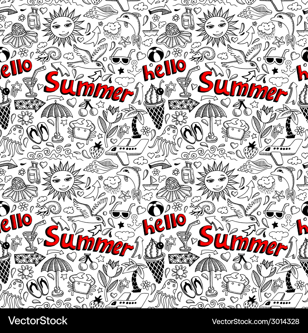 Seamless pattern with sketch drawing summer vector image