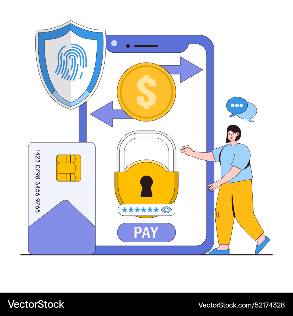 Secure payment transactions concept vector image