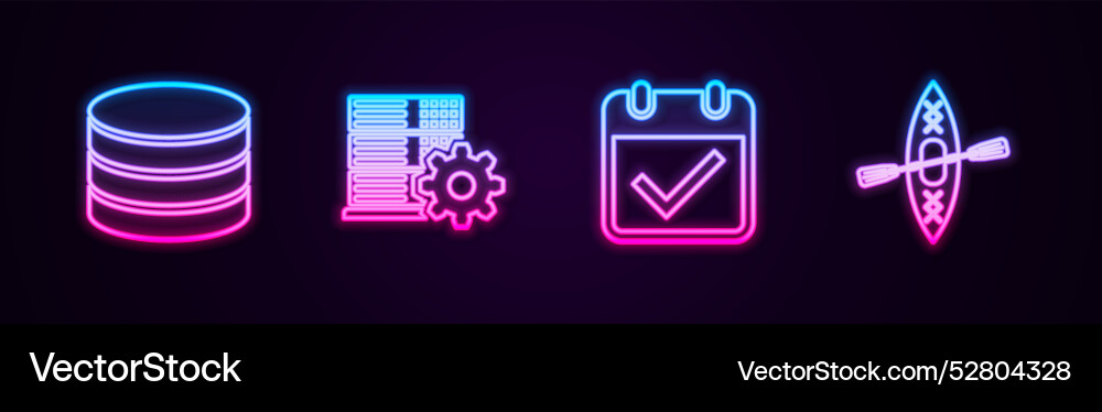 Set line database server setting calendar Set line database server setting calendar vector image