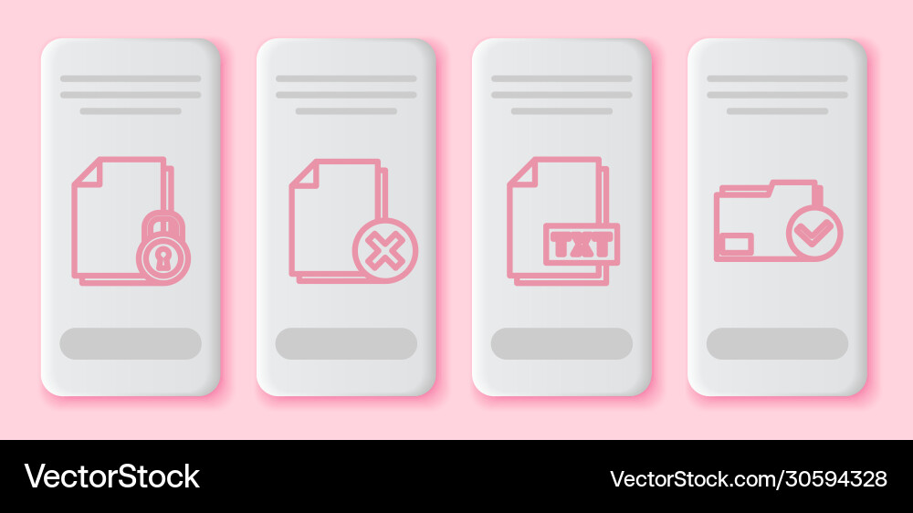 Set line document and lock delete file Set line document and lock delete file vector image