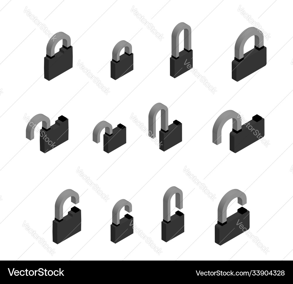 Set locks in open and closed position Set locks in open and closed position vector image