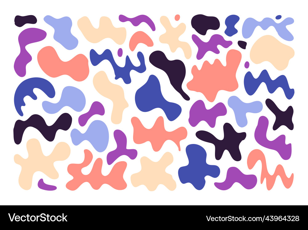 Set random shapes irregular form colorful blobs Vector Image