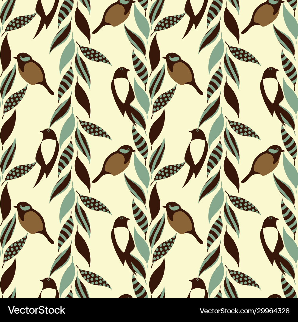 Sparrow and magpie seamless pattern Vector Image