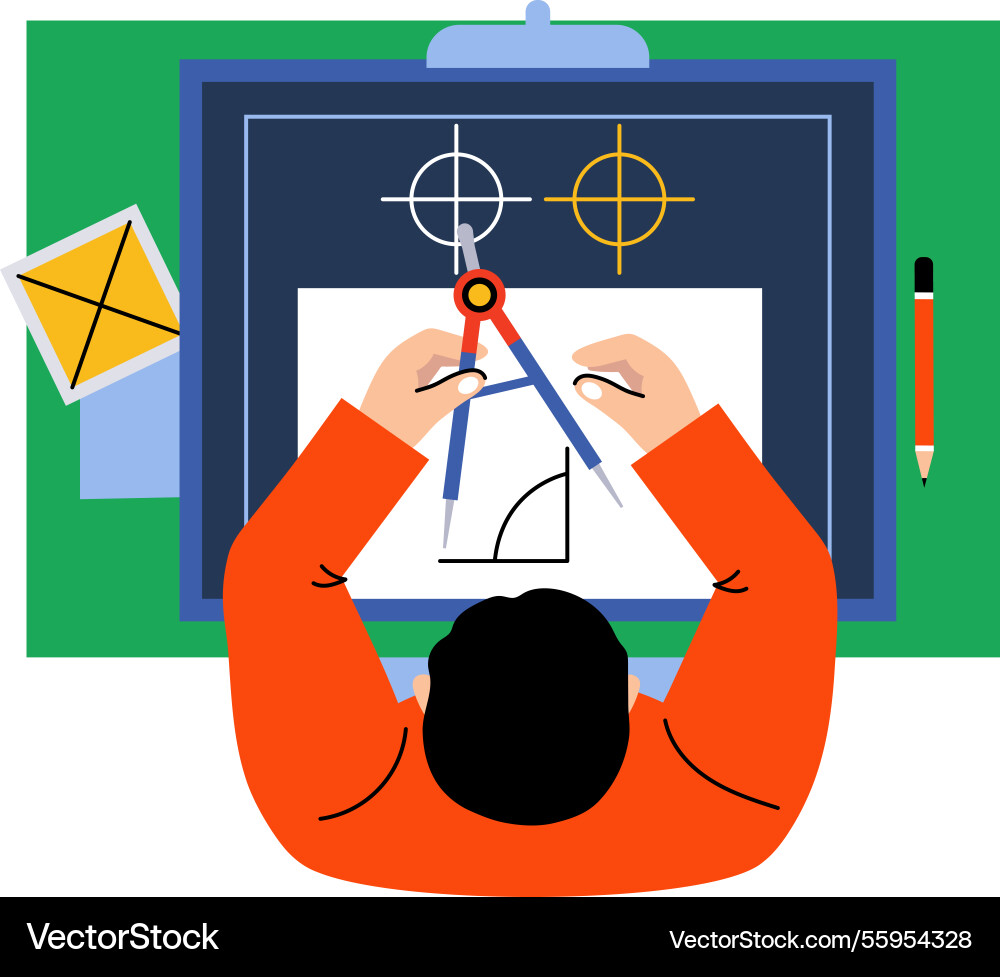Student measuring shape angles flat style Vector Image