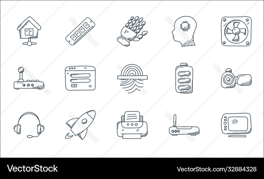 Technology line icons linear set quality Technology line icons linear set quality vector image