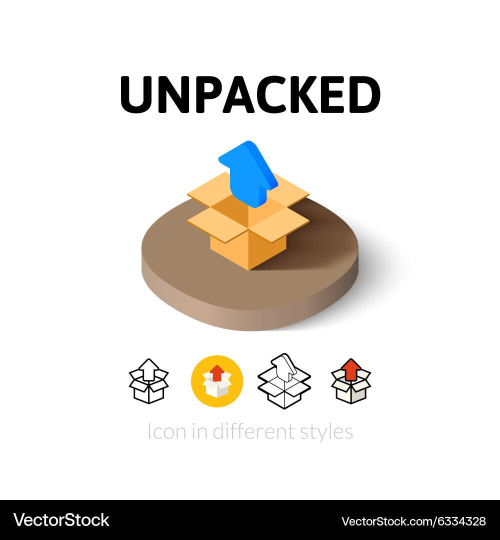 Unpacked icon in different style vector image