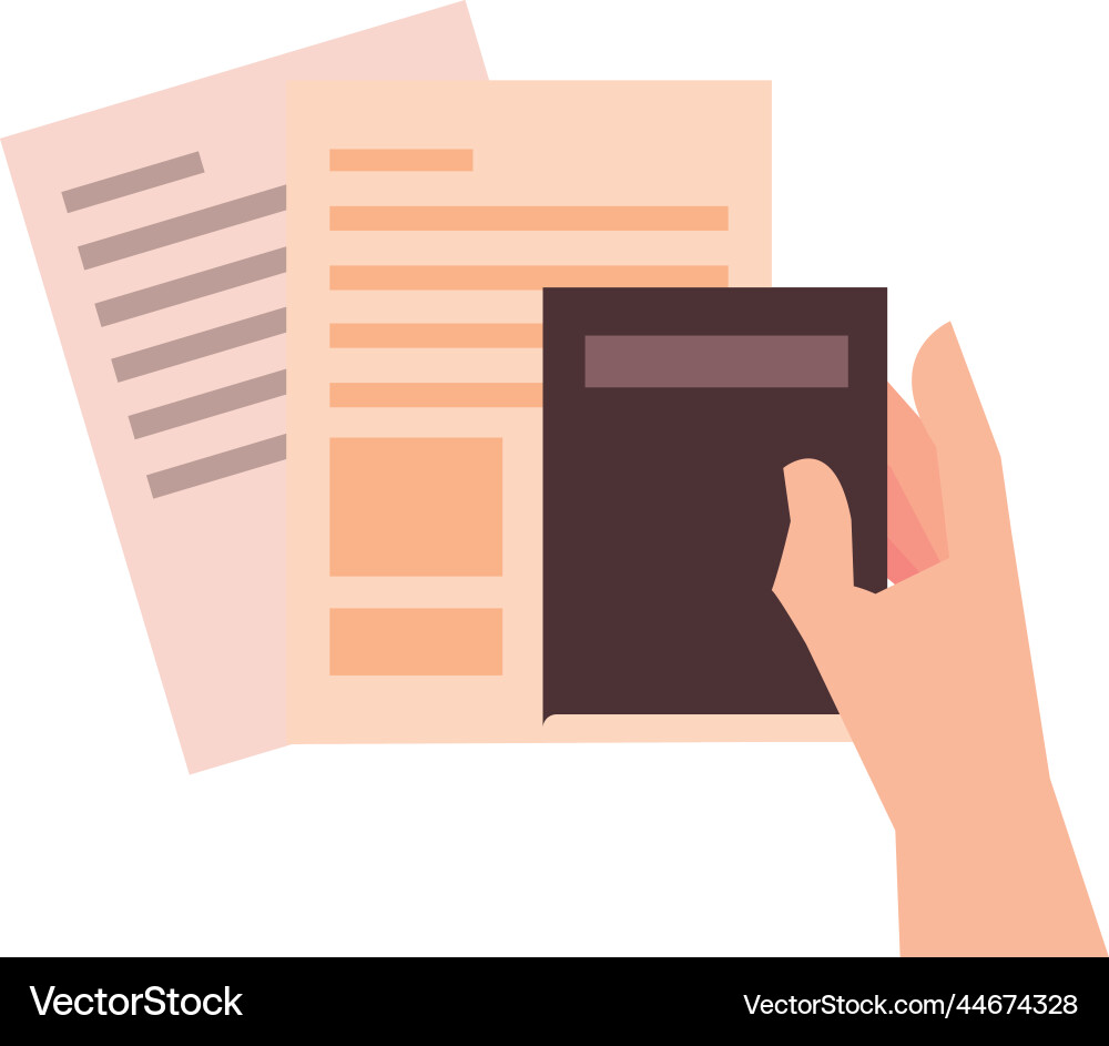 Working with calculator Vector Image