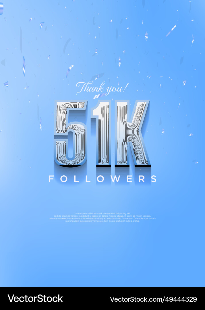 51k danke dass Sie Anhänger mit hellen blauen Zahlen 51k danke dass Sie Anhänger mit hellen blauen Zahlen vektorbild