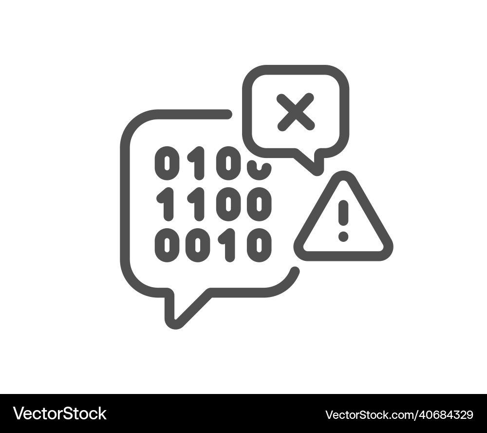 Binary code line icon ransomware threat sign Binary code line icon ransomware threat sign vector image