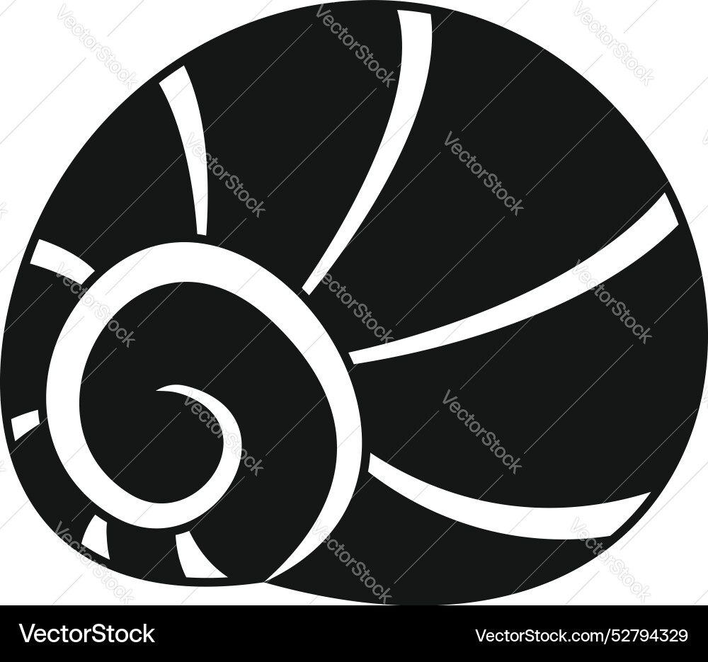 Black and white seashell showing spiral pattern Vector Image