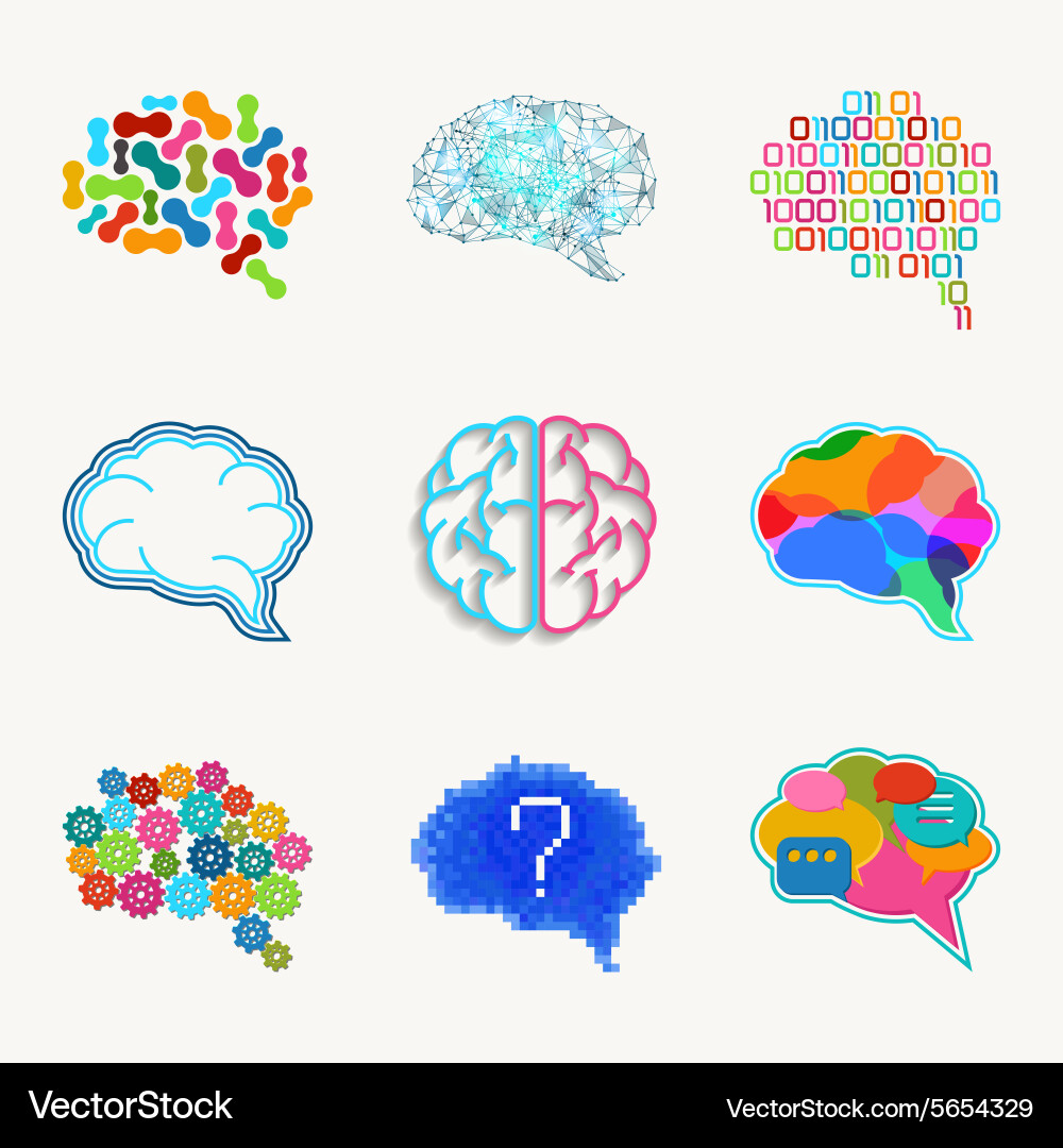 Brain Icon Set - Ideas & Innovation vector image