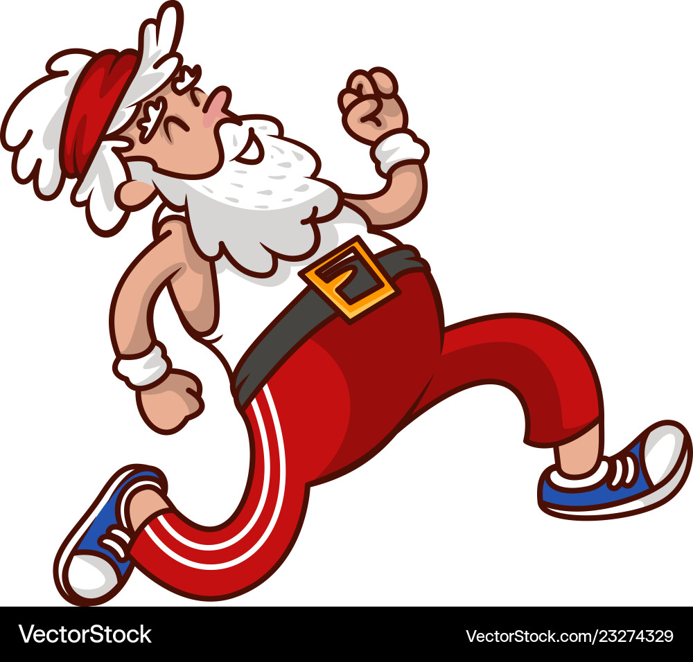 Cheerful santa claus in running action active Cheerful santa claus in running action active vector image