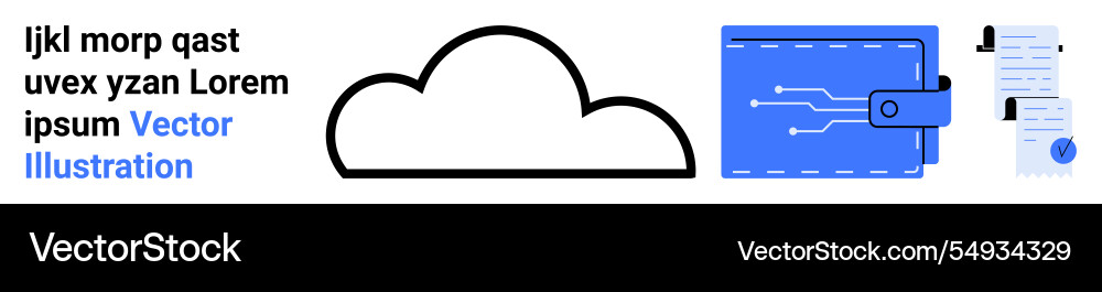 Cloud computing with digital wallet and document vector image