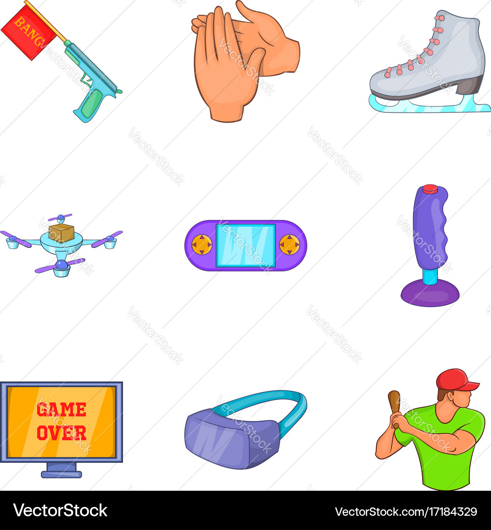 Computer game icons set cartoon style Vector Image