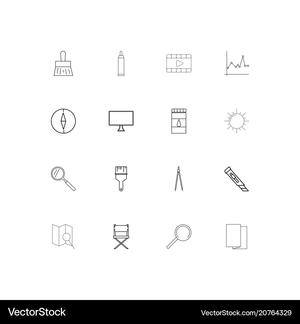 Creative process and design linear thin icons set vector image