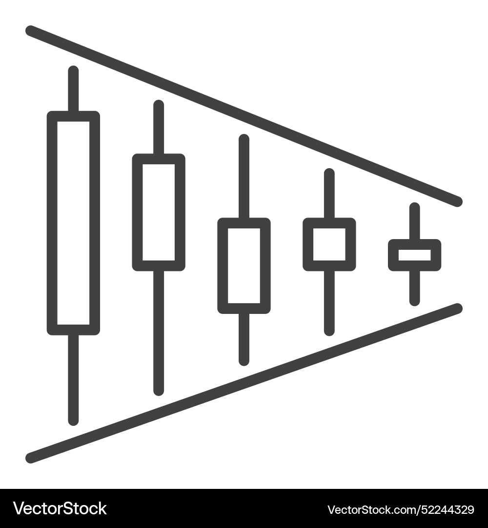 Crypto triangle pattern candlestick chart outline Crypto triangle pattern candlestick chart outline Vector Image