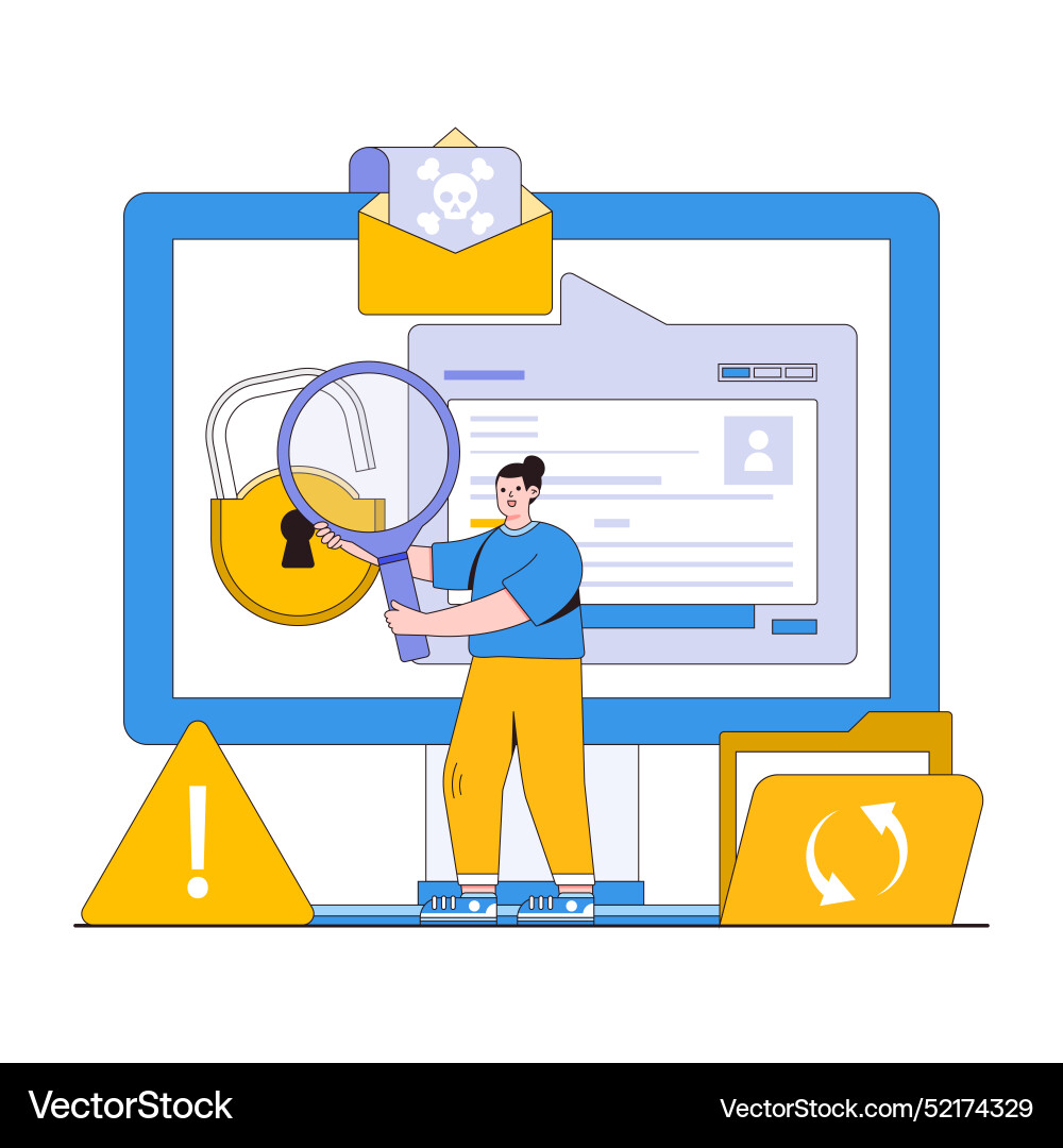 Data breach response concept with characters Data breach response concept with characters vector image