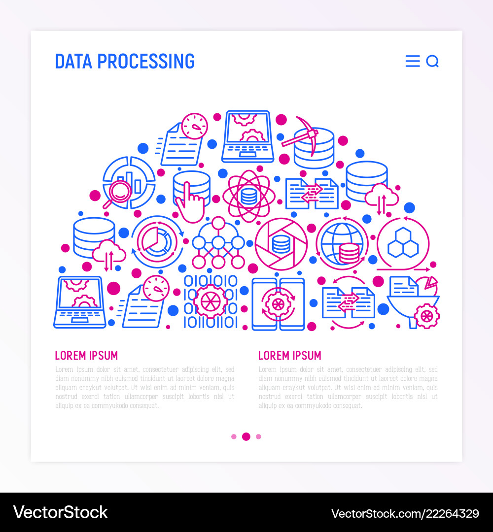 Data processing concept in half circle Data processing concept in half circle Vector Image