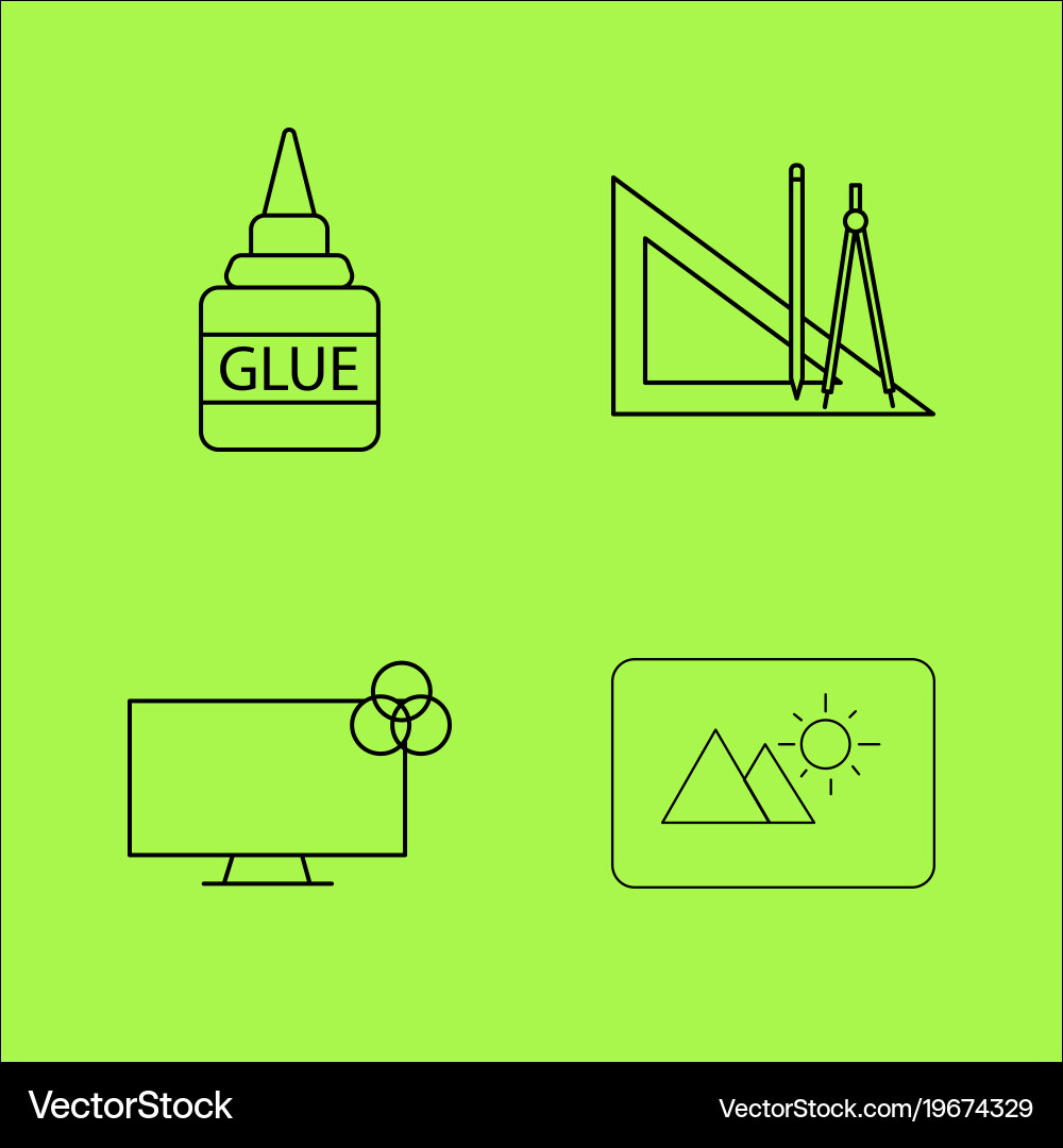 Design elements simple linear outline icon set vector image