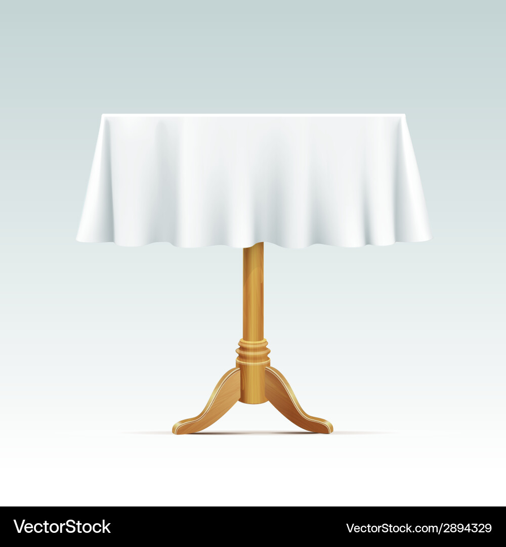 Empty square wood table with tablecloth Vector Image