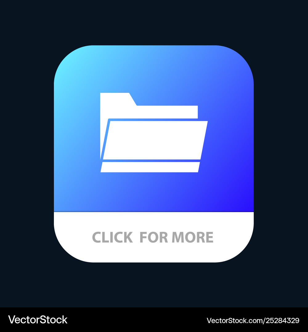 Folder open data storage mobile app button Folder open data storage mobile app button vector image