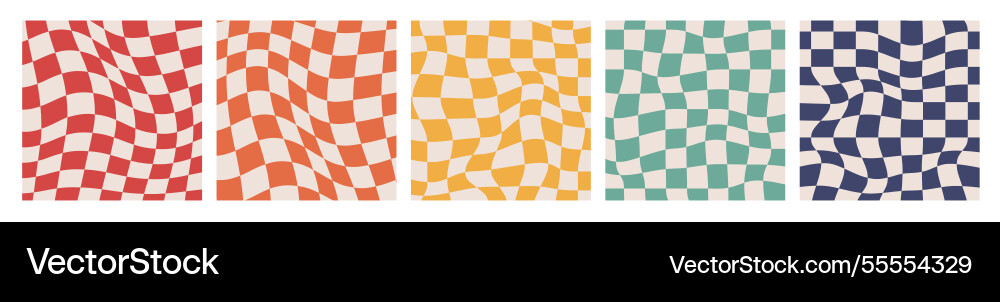 Groovy distorted checkered background retro Groovy distorted checkered background retro Vector Image