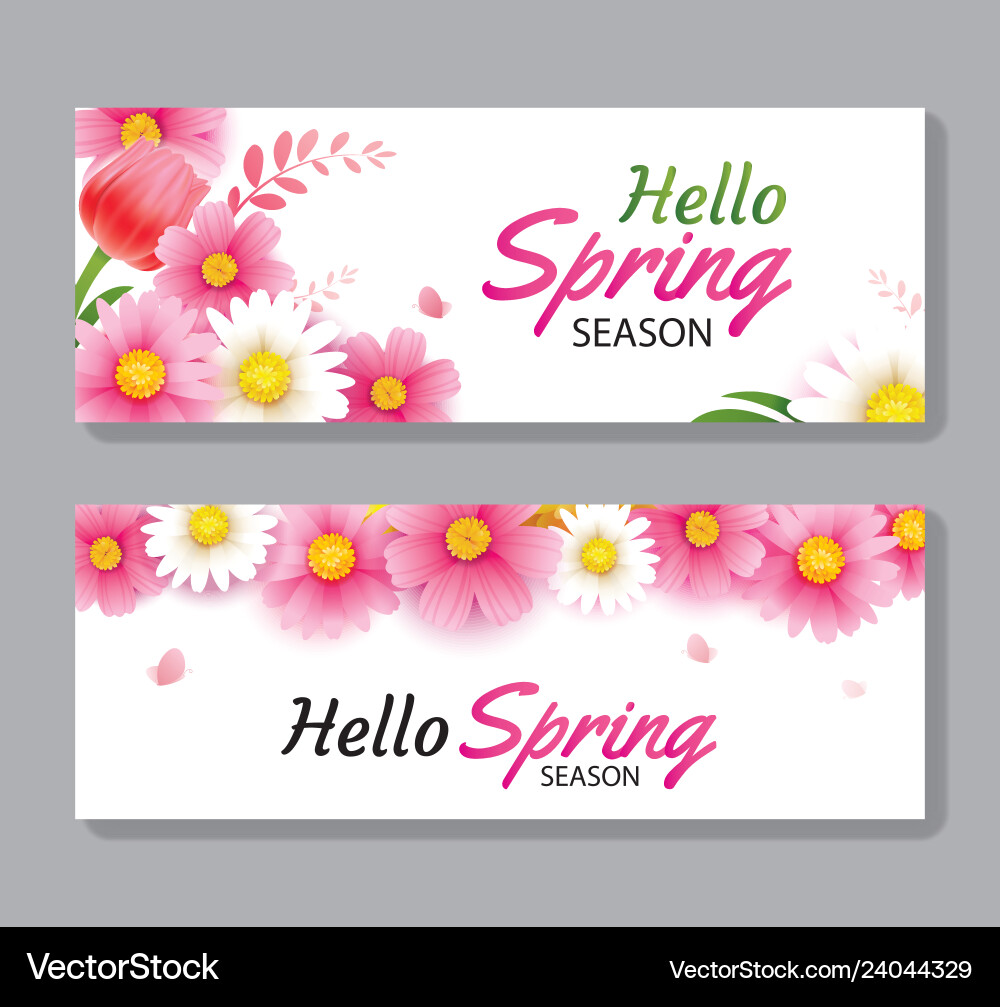 Hello spring greeting card and invitation Hello spring greeting card and invitation Vector Image
