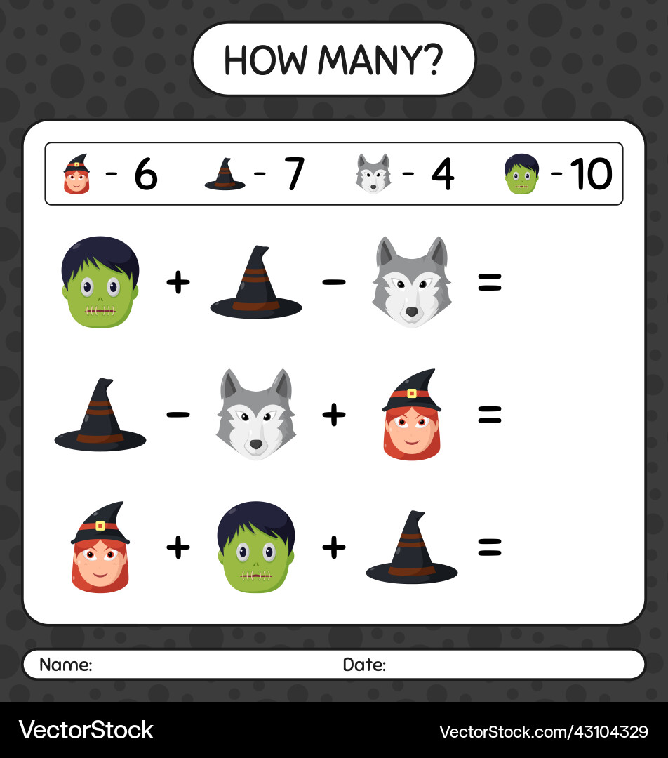 How many counting game with halloween icon How many counting game with halloween icon vector image