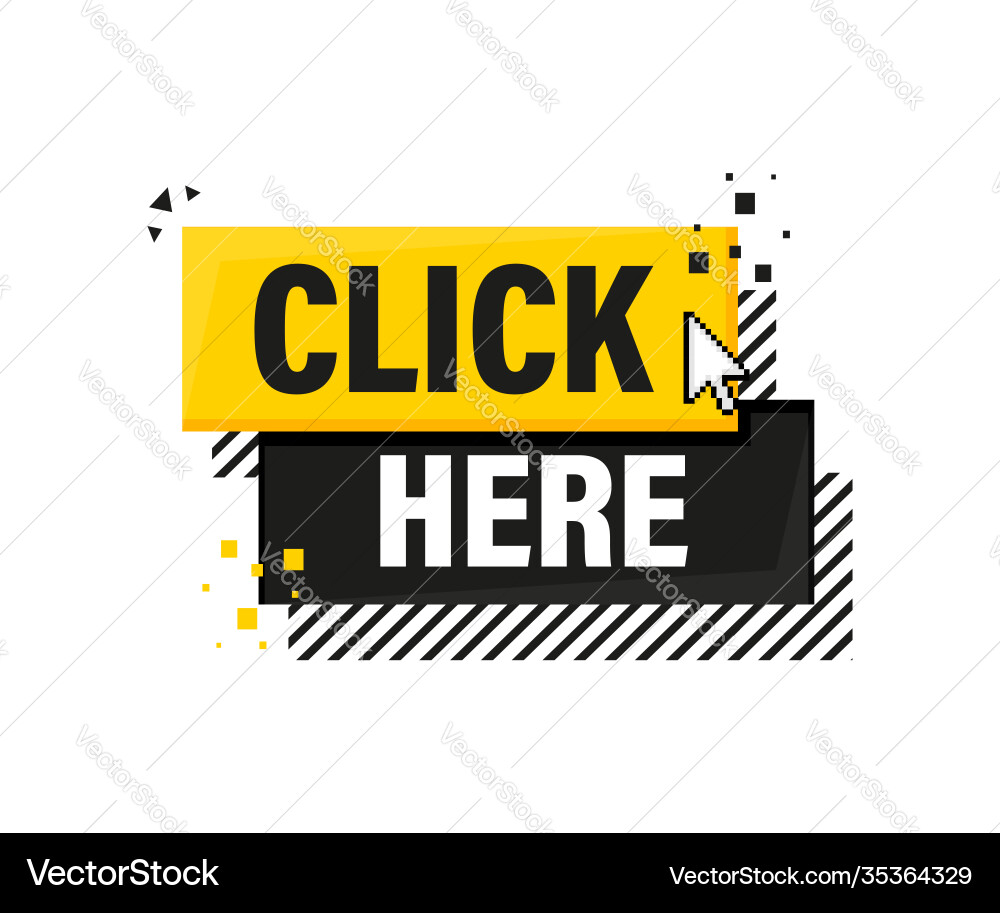 Icon with click here 3d button on white background Icon with click here 3d button on white background vector image